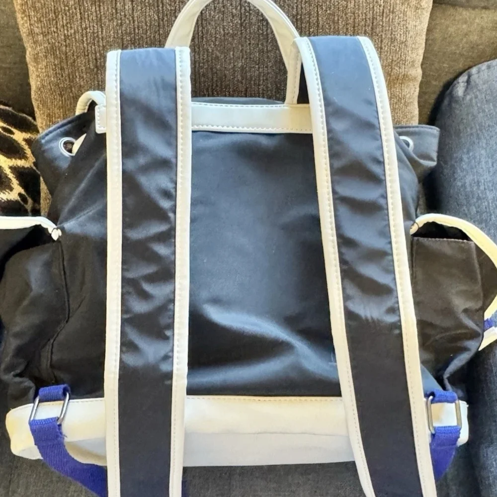 Carpisa Backpack Blue Black /White Travel Backpack Drawstring Bag